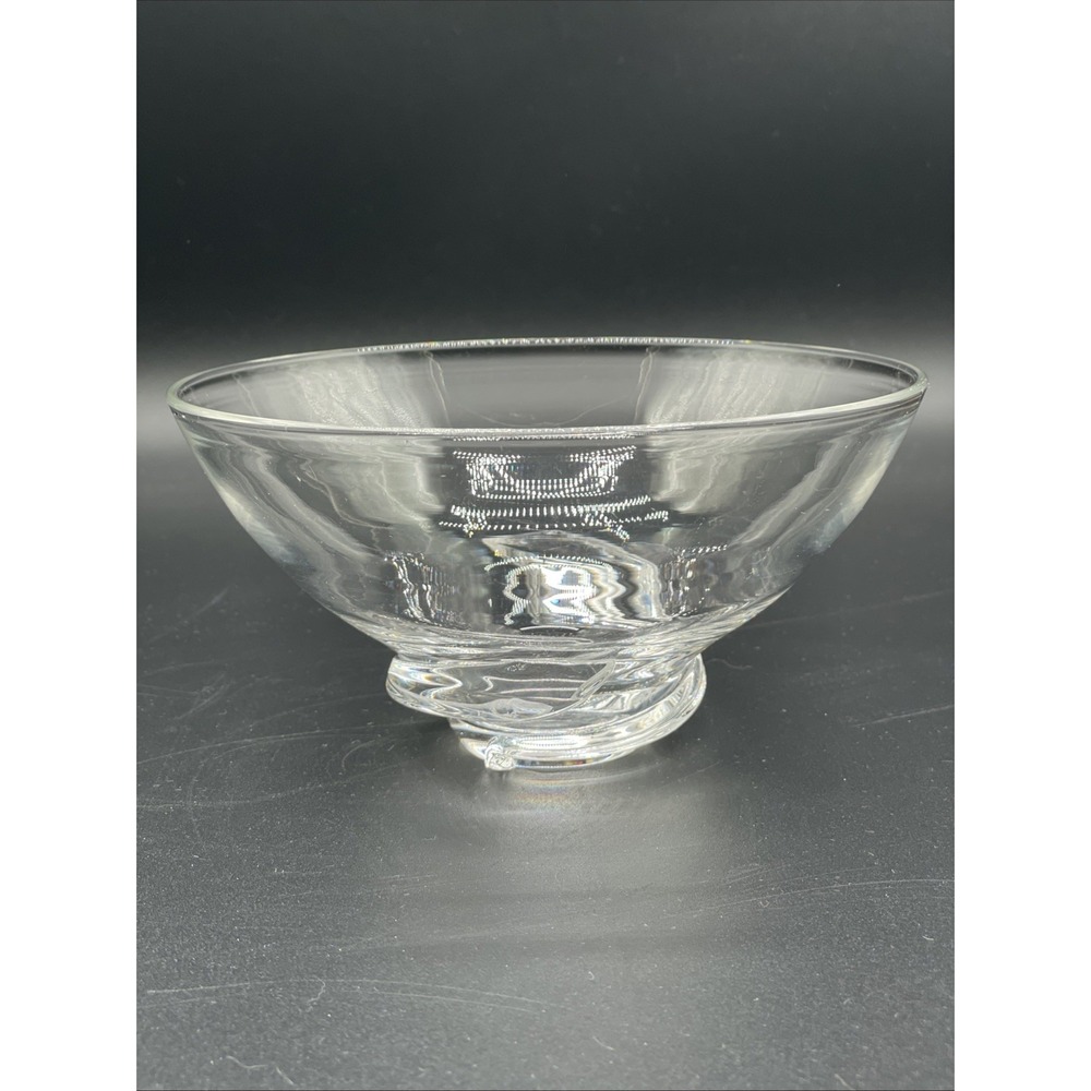 Vintage Signed Steuben Crystal Glass Spiral 7" Bowl Designed Donald Pollard